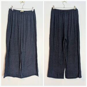 Chalet Wide Leg Soft Cozy Pants Size M Blue Flowy Lagenlook Minimalist